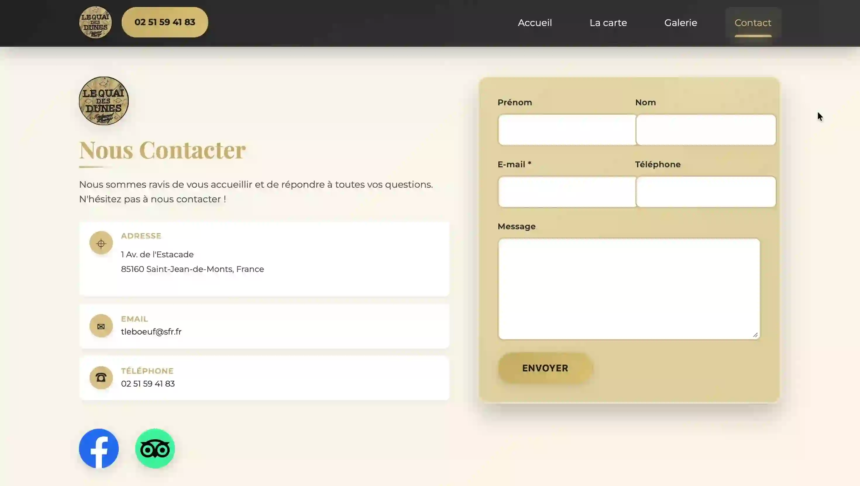 Aperçu page Contact